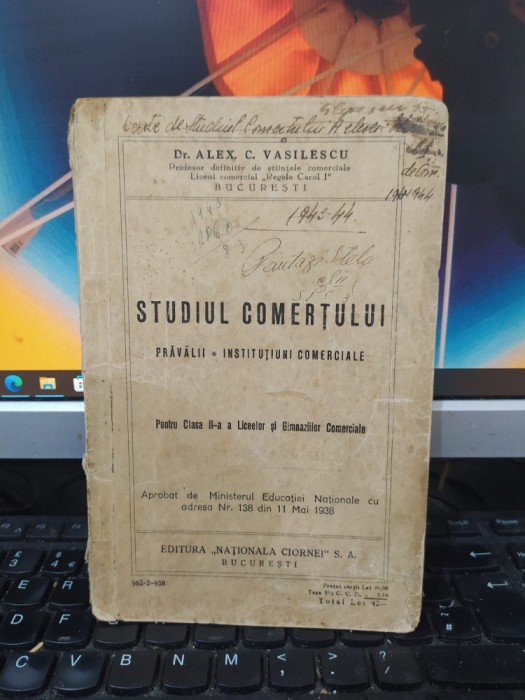 Alex. Vasilescu, Studiul comerțului, Prăvălii, Instituțiuni comerciale, 1938 182