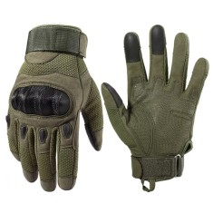 Manusi Tactice Combat, Touchscreen, Microfibra/Piele Eco, marime XL, Verde Militar