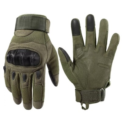 Manusi Tactice Combat, Touchscreen, Microfibra/Piele Eco, marime XL, Verde Militar foto