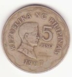 Filipine (Philippines) 5 piso 1997 - Emilio Aguinaldo, new design, Asia