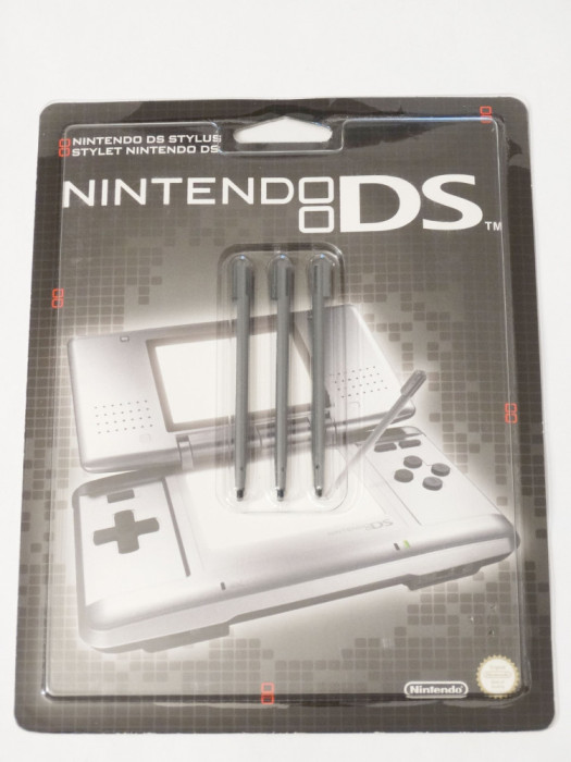 Nintendo DS stylus DS phat primul model original set 3 bucati - sigilate - negru