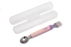 Set Lingurita si Furculita Detasabile cu Cutie de Depozitare , Ideal pentru Copii - Roz-Mov Roz foto