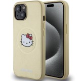Husa Hello Kitty iPhone 14 Hardcase Leather Kitty Head MagSafe, HKHMP14SPGHCKD, auriu