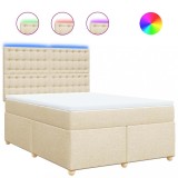 Cumpara ieftin Pat box spring cu saltea, crem, 140x200 cm, textil