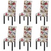Set 6 Scaune Bucatarie Multicolor Florale, Tapiterie Textil, Cadru Lemn, 42x55x96 cm