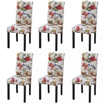 vidaXL Scaune de bucătărie, 6 buc., multicolor, material textil foto