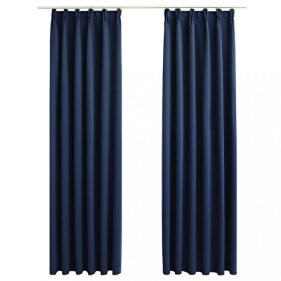 Draperii opace cu carlige, 2 buc., albastru, 140 x 175 cm foto