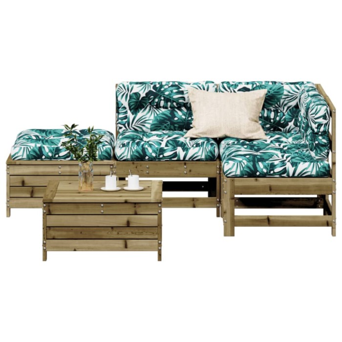 vidaXL Set mobilier de grădină cu perne, 5 piese, lemn de pin tratat 3250711