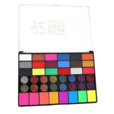 Paleta artistica glow pentru pictura pe fata si corp, 42 culori reactive la lumina, activare cu apa, pentru machiaj creativ si evenimente tematice