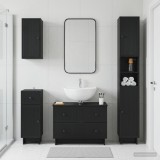 Cumpara ieftin Set de dulapuri pentru baie, 4 piese EDE Negru Lemn prelucrat