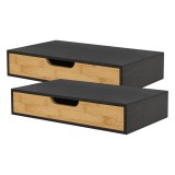 Set 2 buc raft perete Bokn 40x24x8cm bambus negru natur [en.casa] HausGarden Leisure