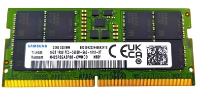 Memorie ram Laptop Samsung 16GB, DDR5, 1Rx8, PC5-5600B-SA0, 5600Mhz, M425R2GA3PB0-CWM0D, PC5-5600B, CL40, 1.1V, Non-ECC, sodimm, 262 pini foto