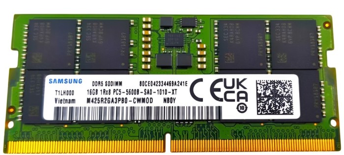 Memorie ram Laptop Samsung 16GB, DDR5, 1Rx8, PC5-5600B-SA0, 5600Mhz, M425R2GA3PB0-CWM0D, PC5-5600B, CL40, 1.1V, Non-ECC, sodimm, 262 pini