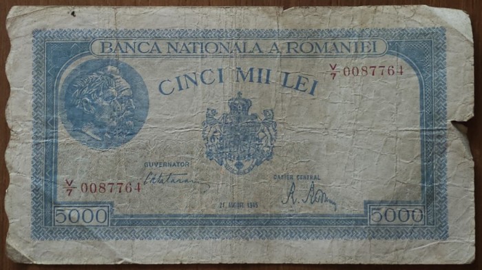 5000 lei, 21 august 1945, Rom&acirc;nia