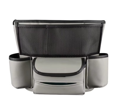 Organizator auto, multifunctional, 6 compartimente depozitare, compatibil cu orice masina, compartiment poseta, montare intre scaune, din piele, Gri, foto