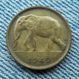 2q - 1 Franc 1949 Congo / colonie Belgia / elefant, Africa