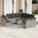 vidaXL Set canapele de grădină cu perne, 12piese gri deschis poliratan 3251479