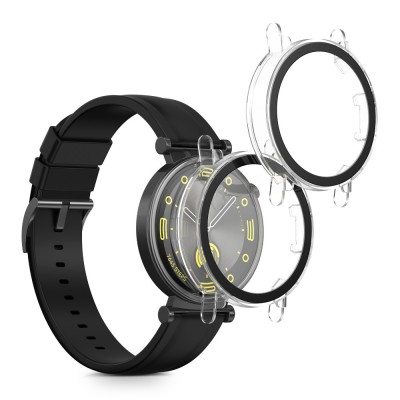 Set 2 Huse Kwmobile cu sticla securizata pentru Huawei Watch GT 4 (41mm), Transparent, Plastic, KWM0000254P001C foto