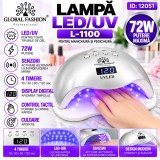 Lampa LED/UV L-1100 pentru manichiura, Global Fashion, 72W, activare cu senzori, argintie