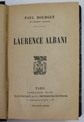 LAURENCE ALBANI par PAUL BOURGET , 1919 foto