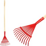 Grebla mini pentru frunze Strend Pro Herrison, 11 dinti, coada lemn 90 cm