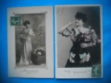 HOPCT 1727 FEMEI..FEMEI-TCV-ROMANTICA-FRANTA-LOT 2 CARTI POSTALE VECHI-CIRCULATE