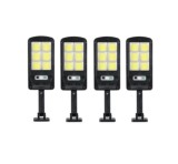 BZRSH Set 4 Lampi Solare 120 LED 6 COB 90W Senzor Miscare Suport Prindere ABS