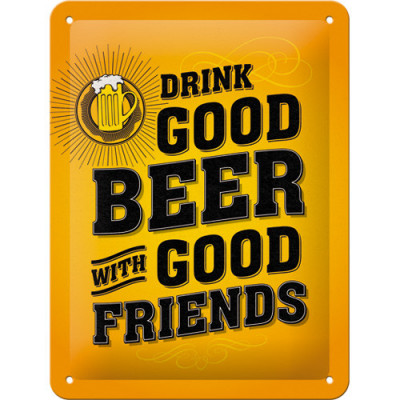 Placa metalica - Drink Good Beer - 15x20 cm foto