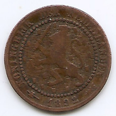 Olanda 1 Cent 1892 - Willem III / Wilhelmina , Bronz, 19 mm KM-107.2