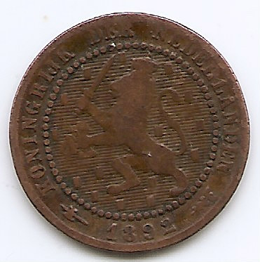 Olanda 1 Cent 1892 - Willem III / Wilhelmina , Bronz, 19 mm KM-107.2