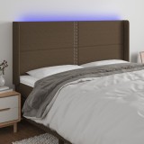 vidaXL Tăblie de pat cu LED, maro &icirc;nchis, 183x16x118/128 cm, textil
