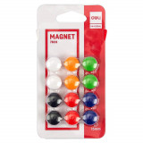Set 12 Magneti pentru Tabla Magnetica Deli, 15 mm, Diverse Culori, Magneti Tabla, Magneti Rotunzi, Magneti Colorati, Set de Magneti, Magneti la Set, M