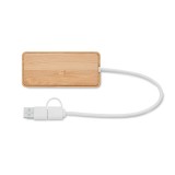 Hub USB cu 3 porturi din bambus
