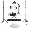Kit foto studio,3 lumini softbox,suport fundal 2x3m,3x bec 150W, panza fundal alb 2x3m, macara + geanta transport, Dactylion