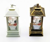Set 2 Mini Felinare LED Craciun, Flacara, Lumina Calda, Decoratiune 13cm, Baterii Incluse, Gradina, Interior