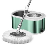 Set DreamRamp galeata mop cu centrifuga din inox galeata ovala VERDE , finisaj lucios si orificiu de scurgerea a apei cu doua rezerve.