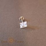 Cercel Unisex Argint 925 cu Cristal Zirconia Alb Patrat, 7 mm