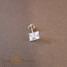 Cercel Unisex Argint 925 cu Cristal Zirconia Alb Patrat, 7 mm