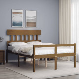 VidaXL Cadru de pat senior cu tăblie dublu, maro miere, lemn masiv
