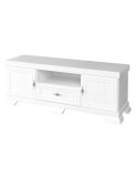 Comoda living VMT2, Pal Melaminat, cu 2 usi, sertar, cu elemente din MDF, Alb Antichizat