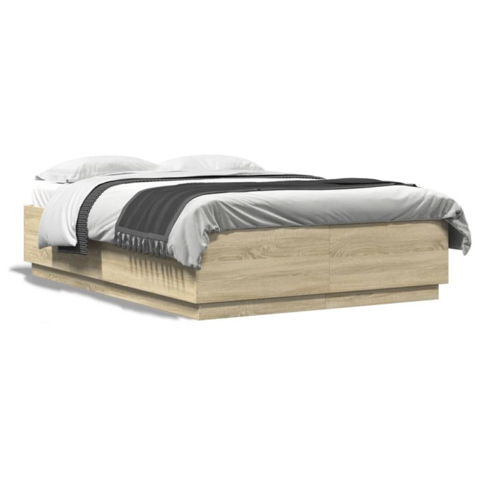 vidaXL Cadru de pat, stejar sonoma, 160x200 cm, lemn prelucrat 3209690
