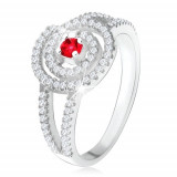 Inel argint 925, spirală cu zircon transparent, floare rubinie - Marime inel: 51