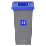 Cos Plastic Reciclare Selectiva, Capacitate 20l, Plafor Fit - Gri Cu Capac Albastru - Hartie