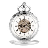 Ceas de buzunar Gorben P240 Argintiu - Steampunk Mecanic, Afisaj cu Cifre Romane, Cu Lant Vintage Retro