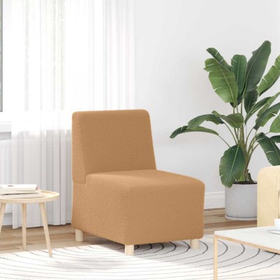 vidaXL Canapea Scaun fără brațe bej 55 cm țesătură ondulată ca l&amp;acirc;nă 4108507 foto