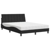 Cumpara ieftin Pat cu saltea, Hanko, negru, 120x200 cm, catifea