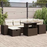 VidaXL Set canapele de grădină cu perne, 8 piese, maro, poliratan