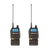 Package 2bc Portable VHF/UHF Radio Station CRT FP00 Dual Band 144-146 and 430-440 MHz Black, VOX, 128 Channels, Scan, Programmable, Flashlight, FM Rad