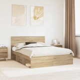 vidaXL Cadru de pat Stejar Sonoma 150 x 200 cm Lemn de pin masiv 3410584