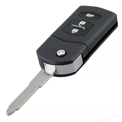 Carcasa Cheie Auto Completa tip Briceag Techstar, cu 3 Butoane, 433MHz, SKE126-01, Cip ID63 80bit &amp;ndash; Compatibila Mazda 2, 3, 5, 6, 8, Baterie inclusa foto
